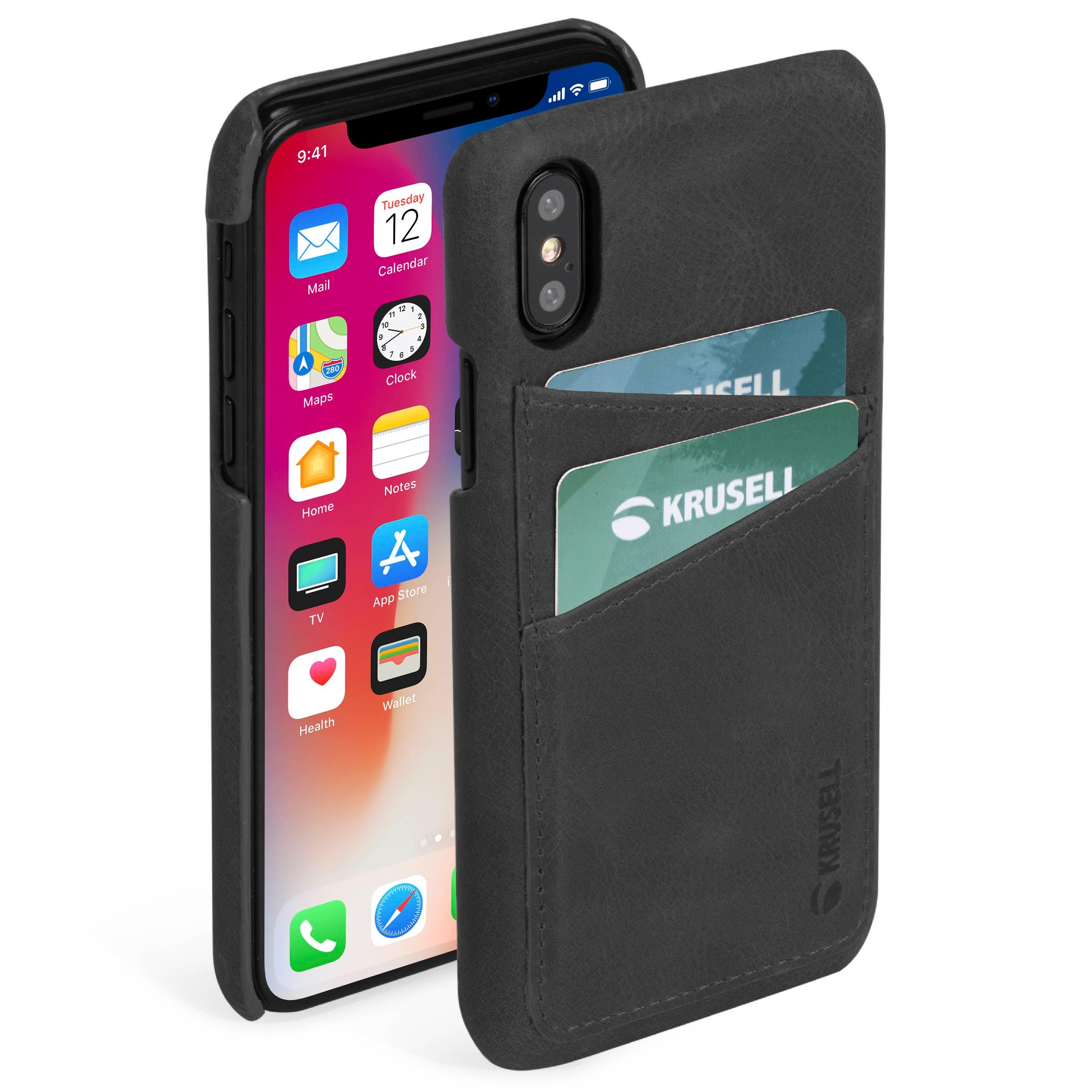Krusell Sunne 2 Card Cover iPhone X/Xs (czarny)