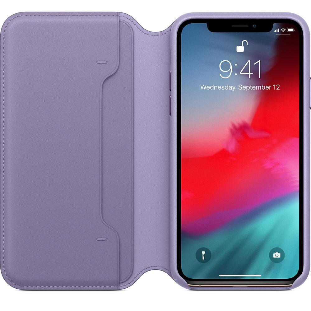 Etui Apple Leather Folio do iPhone Xs MVF92ZM/A (liliowe)