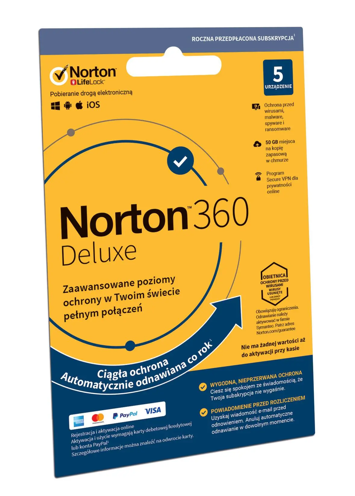 Antywirus Norton Subskrypcja 360 Deluxe 50GB 5 Urządzeń/1 Rok Kod aktywacyjny