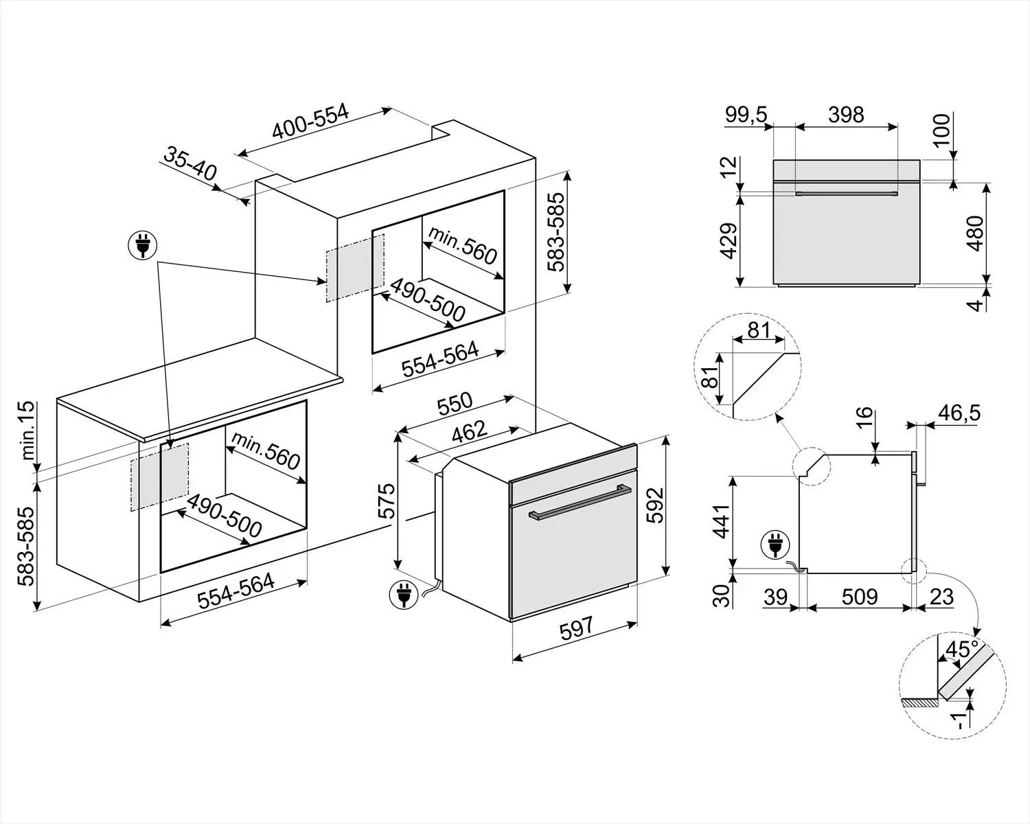 Piekarnik elektryczny Smeg Selezione SF6400TVX Termoobieg Srebrny