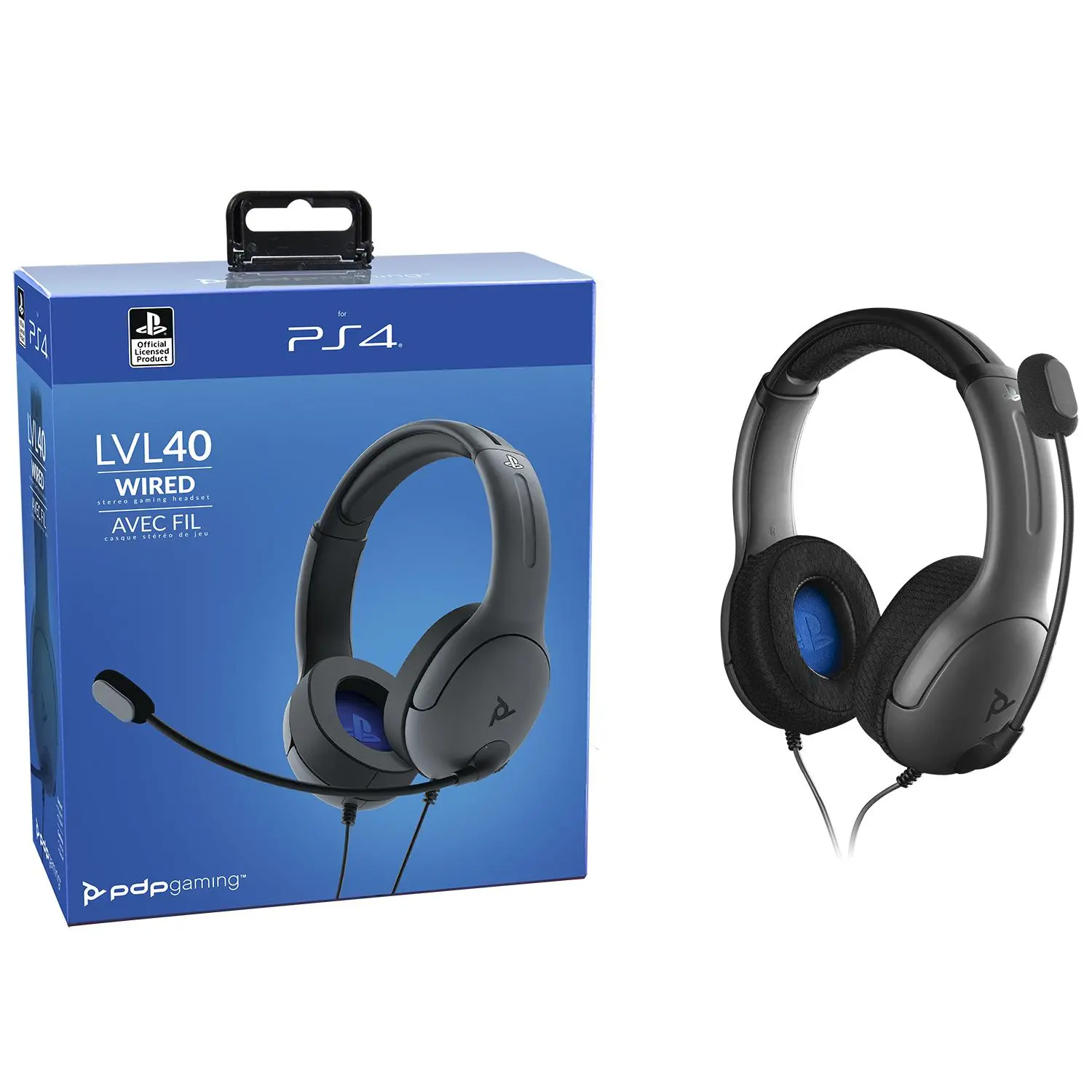 Słuchawki przewodowe z mikrofonem PDP LVL40 Wired PlayStation Nauszne Szary