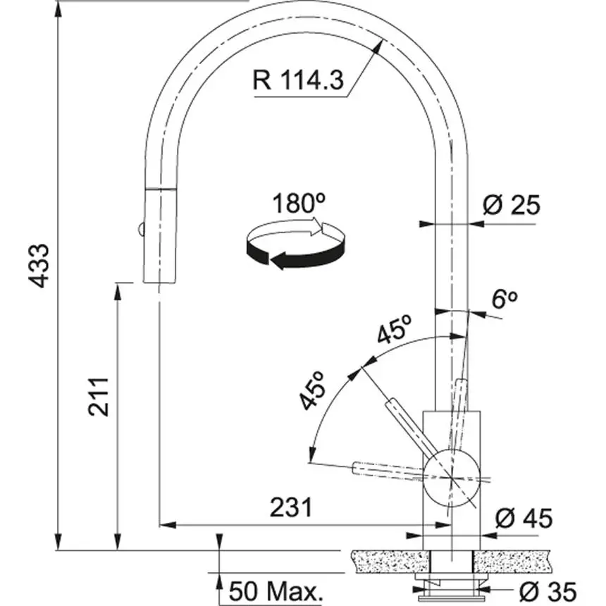 Bateria Franke Eos Pull-Out Stal szlachetna