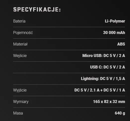 Powerbank Yenkee YPB 3010 30000mAh Czarny