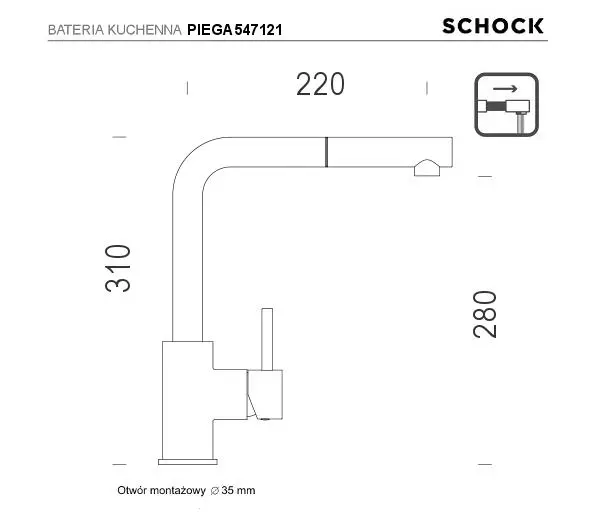 Bateria Schock Piega 547121 Chrom Mosiądz