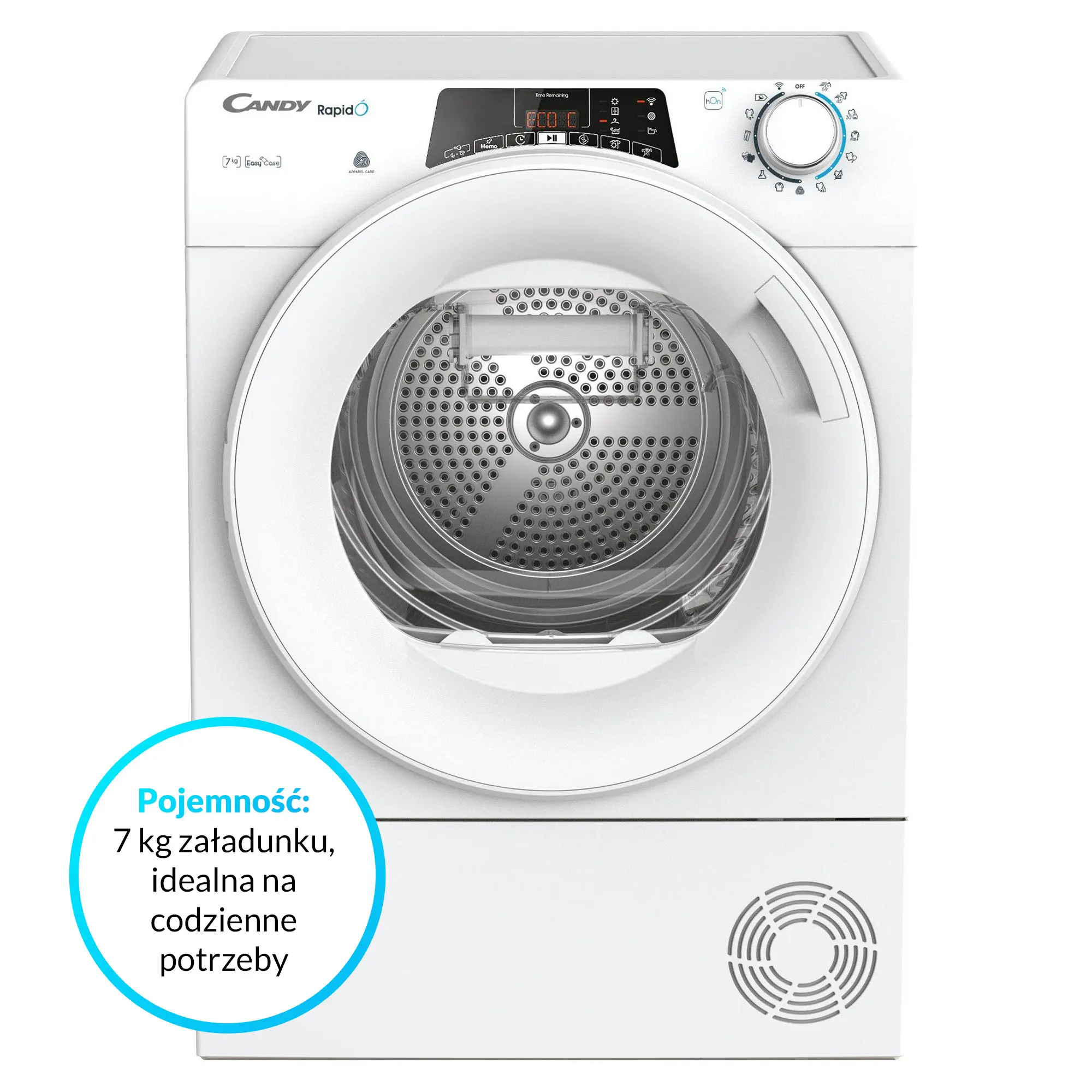 Suszarka Candy RapidO RO4 H7A2TEX-S Slim 46,5cm 7kg Zdalne sterowanie