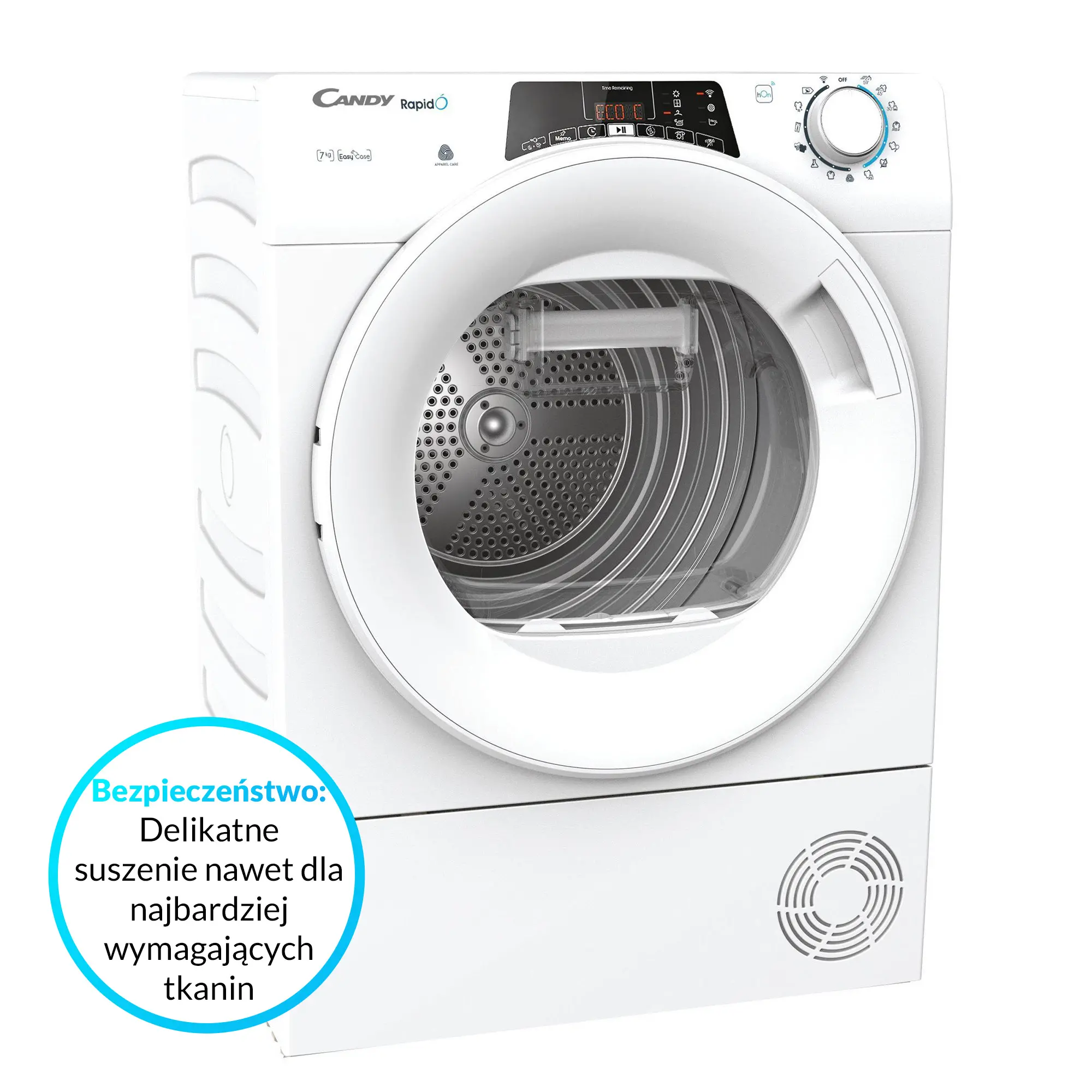 Suszarka Candy RapidO RO4 H7A2TEX-S Slim 46,5cm 7kg Zdalne sterowanie