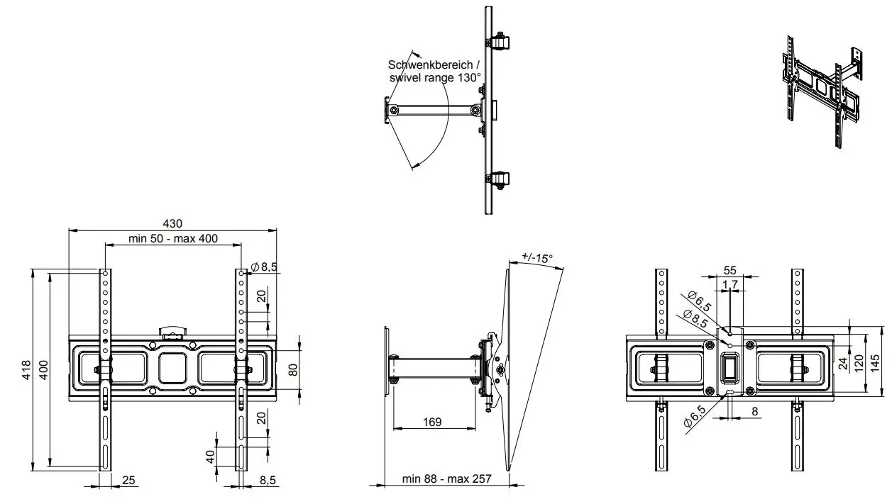 Uchwyt Hama X1118127 od 32" do 65" Max 30kg