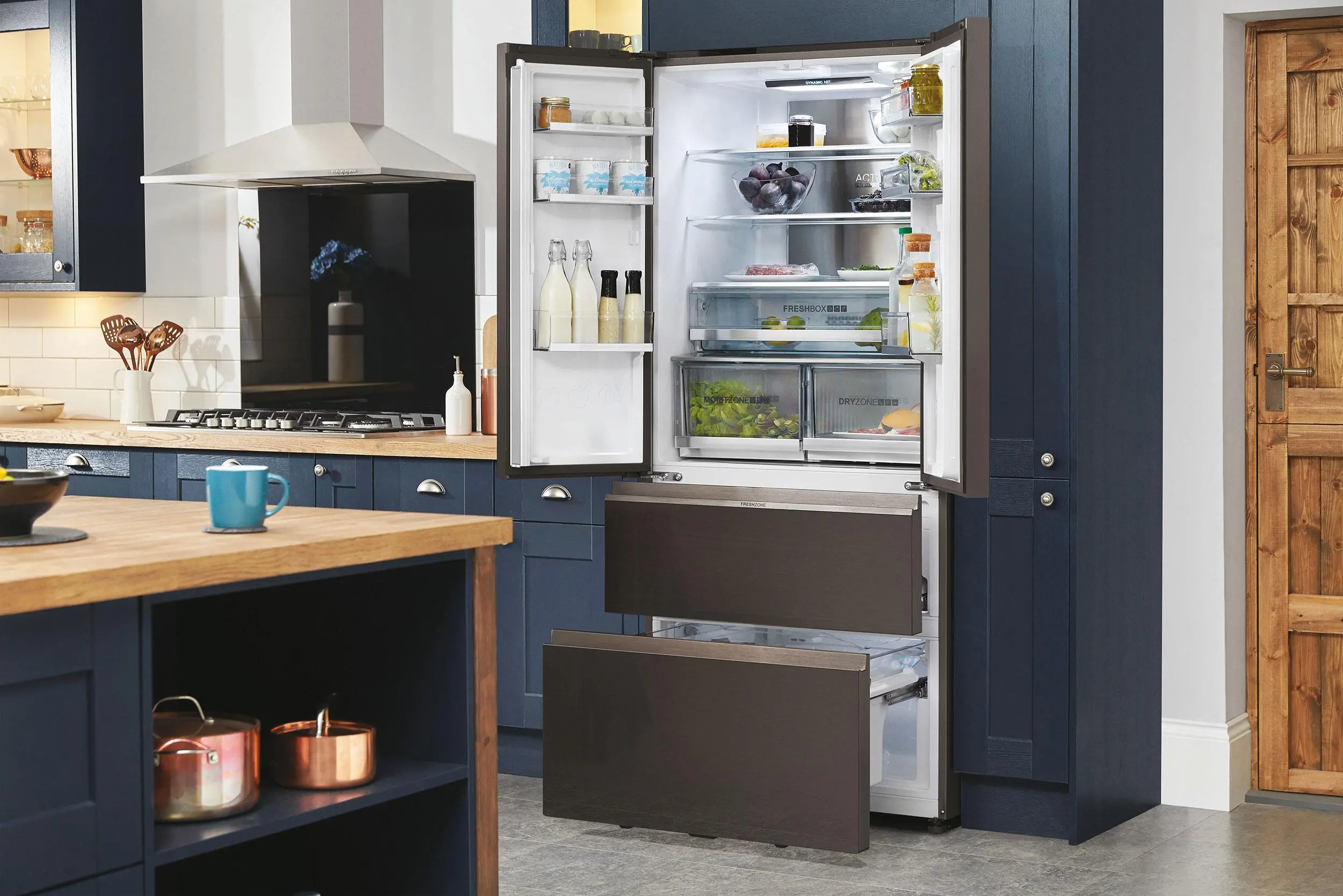 Lodówka Haier Seria 7 HB18FGSAAA Pełny No Frost 190cm Szuflada z kontrolą wilgotności Tytanowy
