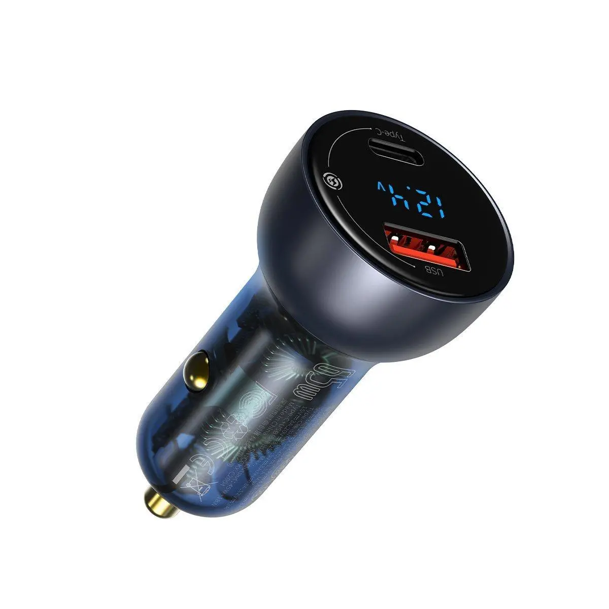 Ładowarka samochodowa Baseus Particular Digital Display z wyświetlaczem USB-C QC3,0 PD 5A 65W Szary