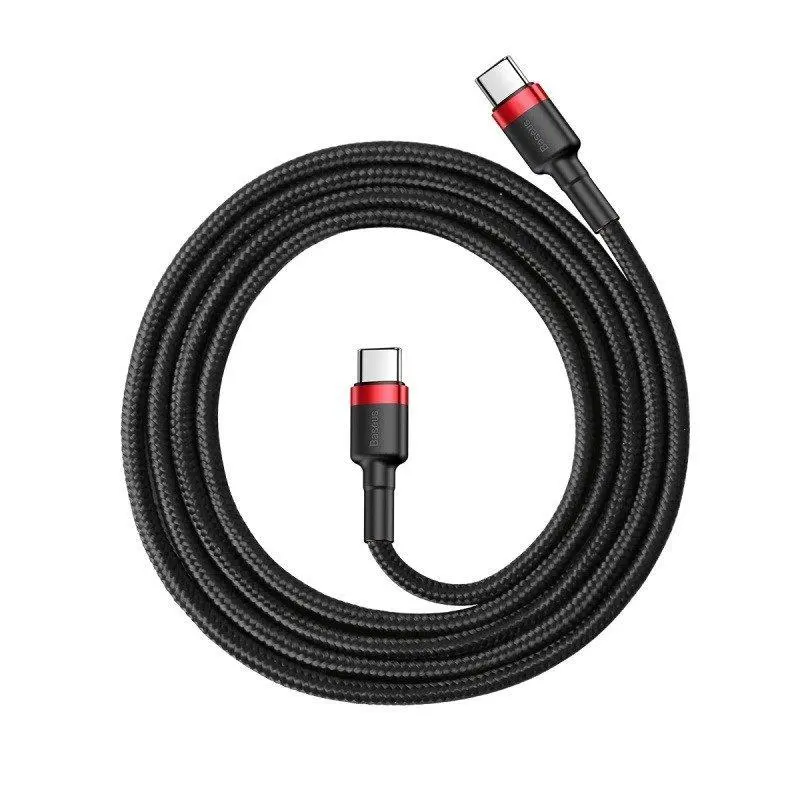 Kabel Baseus USB-C PD Cafule PD 2,0 QC 3,0 60W 1m Czarno-czerwony