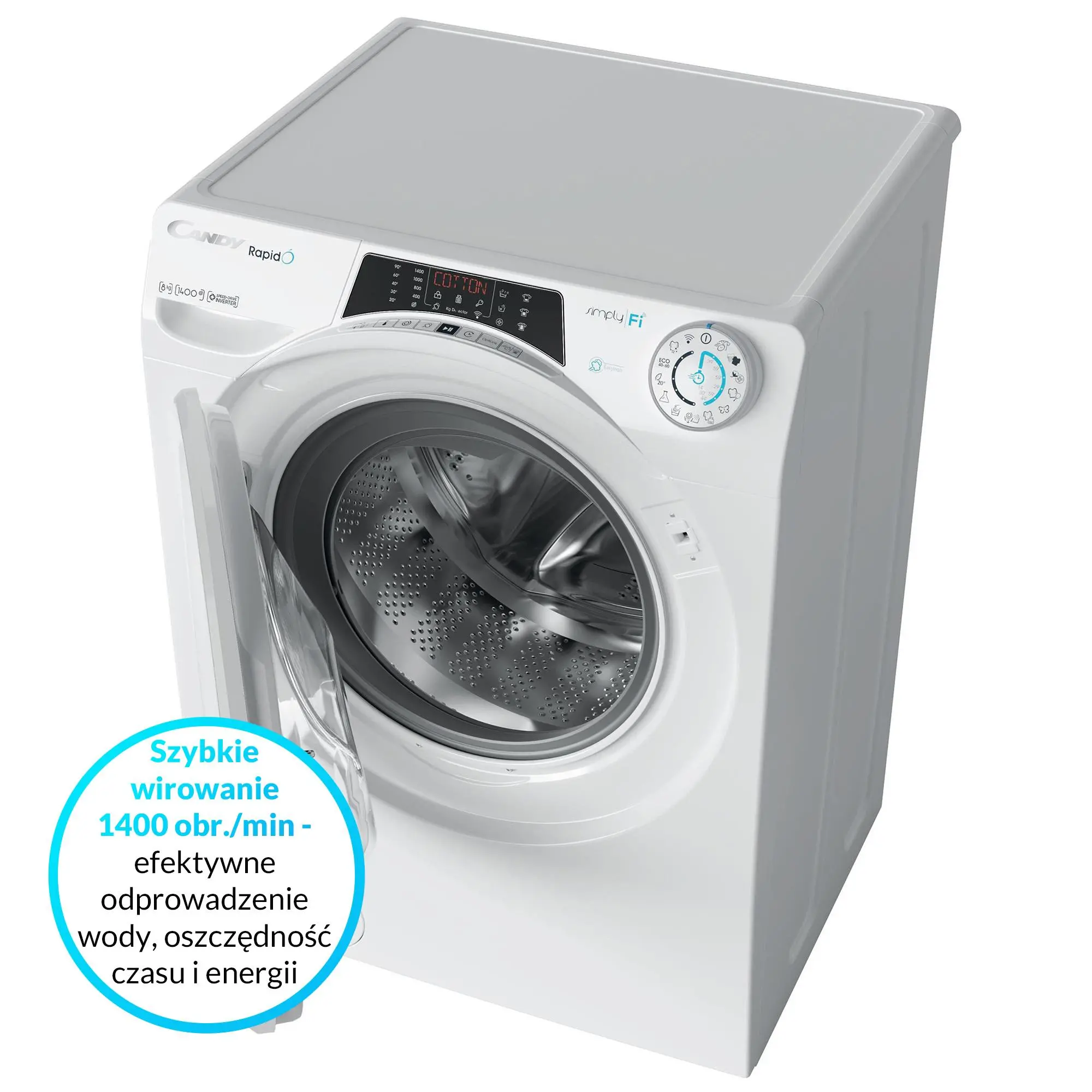 Pralka Candy RapidO RO 1486DWMT/1-S Slim 8kg 1400obr/min Zdalne sterowanie