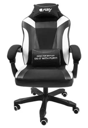 Fotel Fury Avenger M+ Gamingowy do 150kg Skóra ECO Czarno-biały