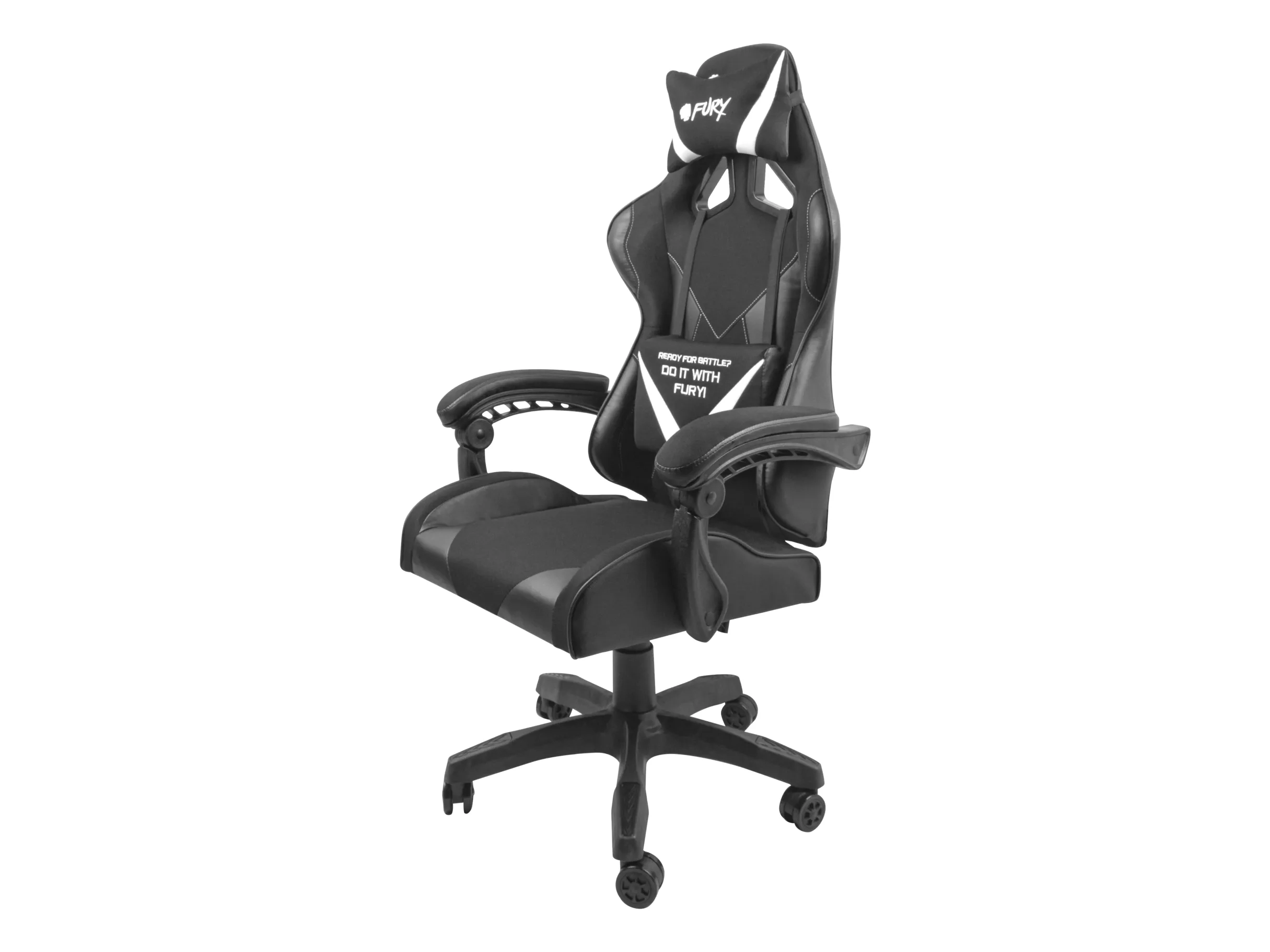 Fotel Fury Avenger L Gamingowy do 150kg Skóra ECO Czarno-biały