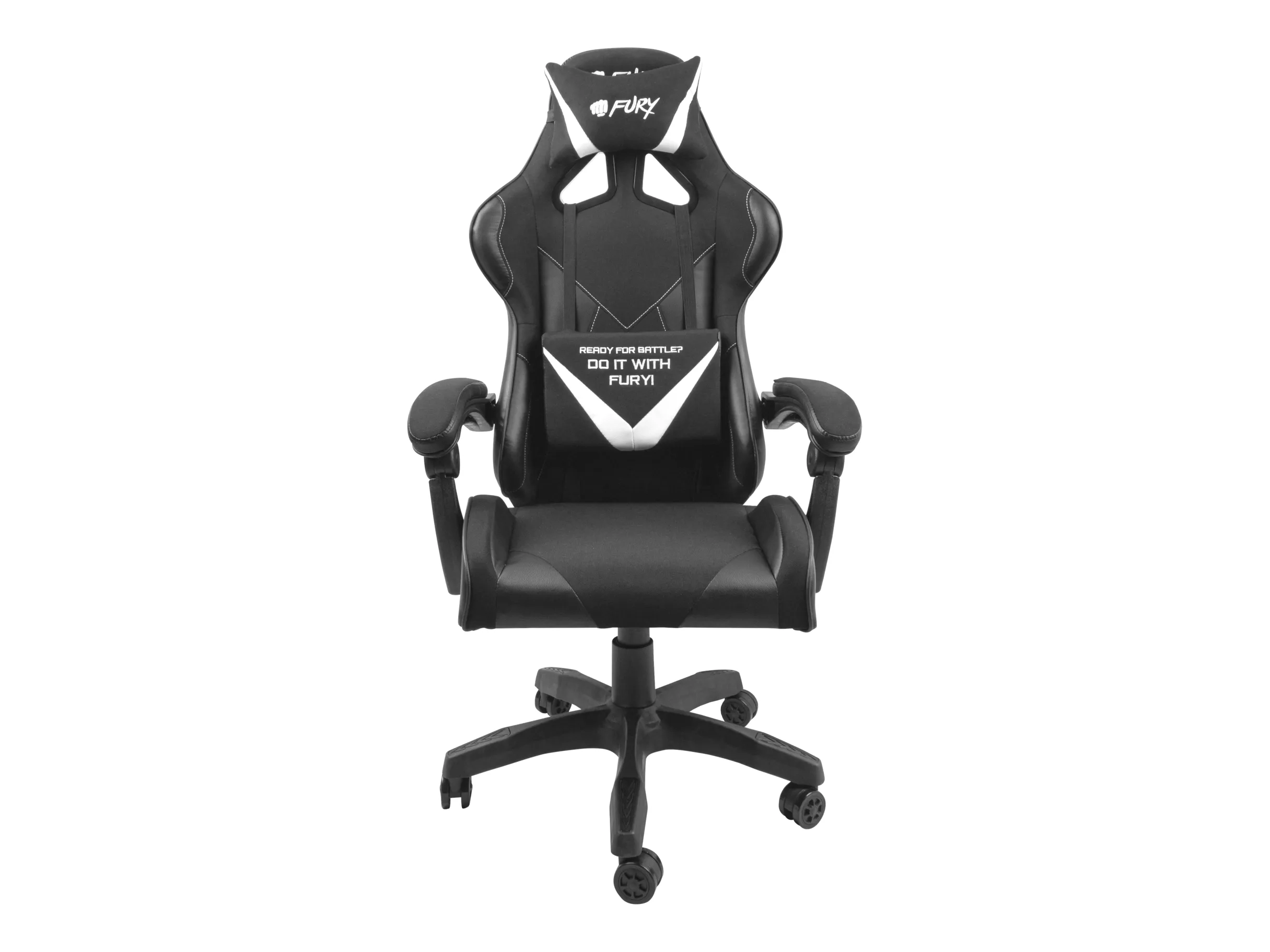 Fotel Fury Avenger L Gamingowy do 150kg Skóra ECO Czarno-biały