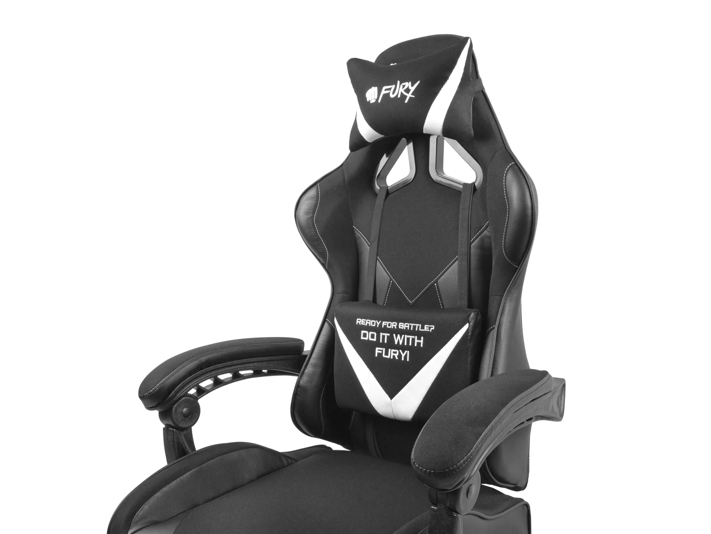Fotel Fury Avenger L Gamingowy do 150kg Skóra ECO Czarno-biały
