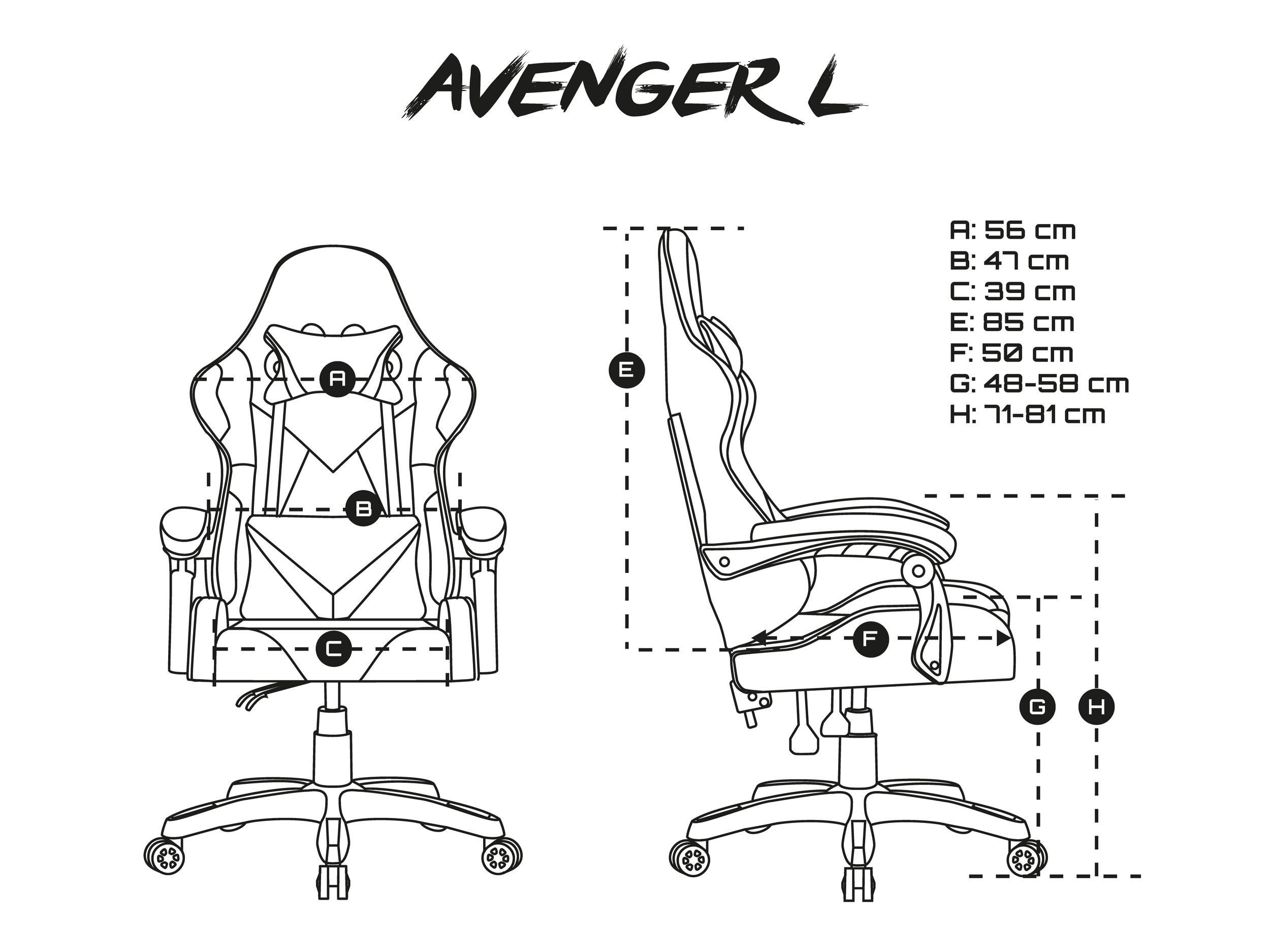 Fotel Fury Avenger L Gamingowy do 150kg Skóra ECO Czarno-biały