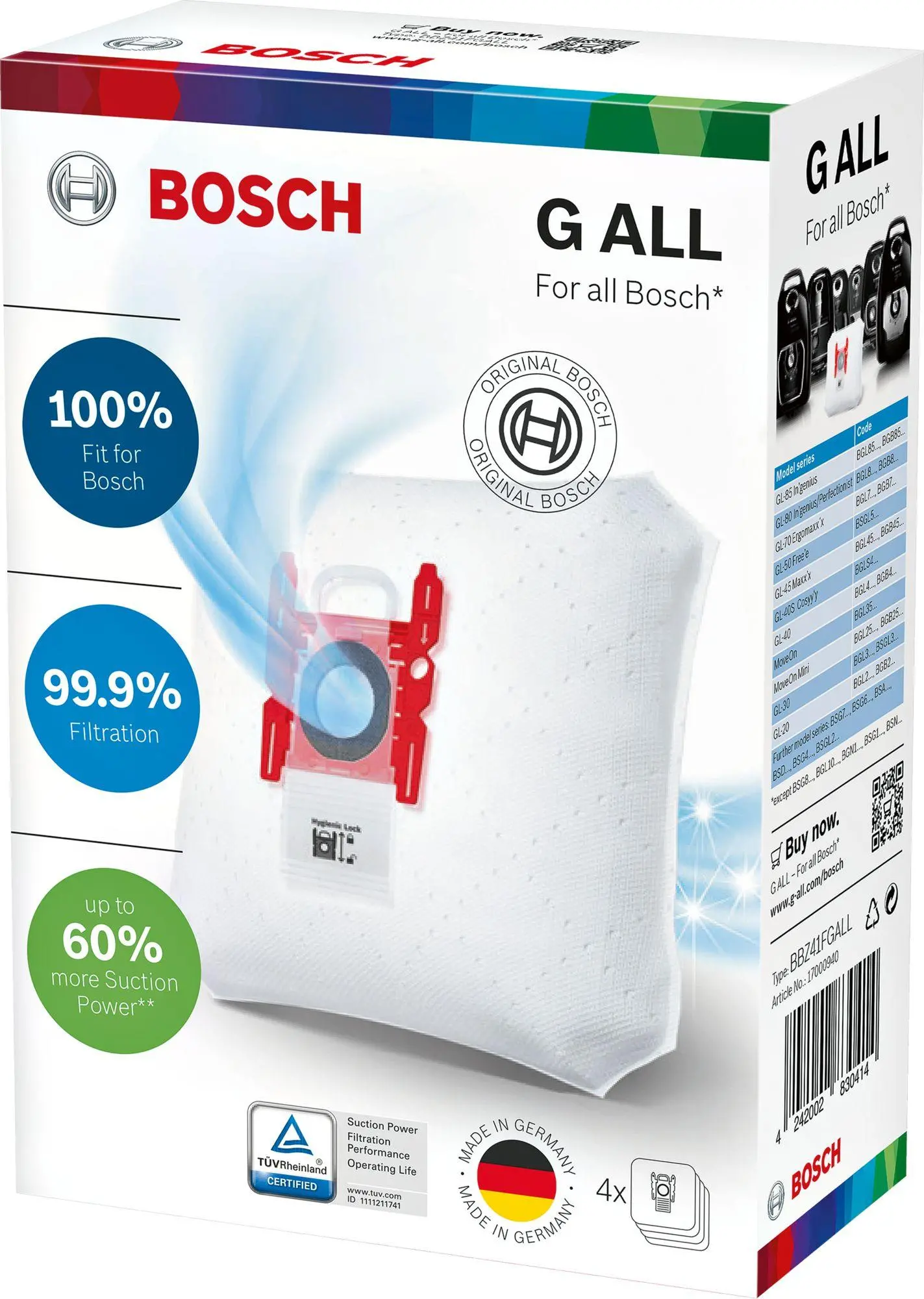Worek do odkurzacza Bosch BBZ41FGALL typ G ALL 4szt.