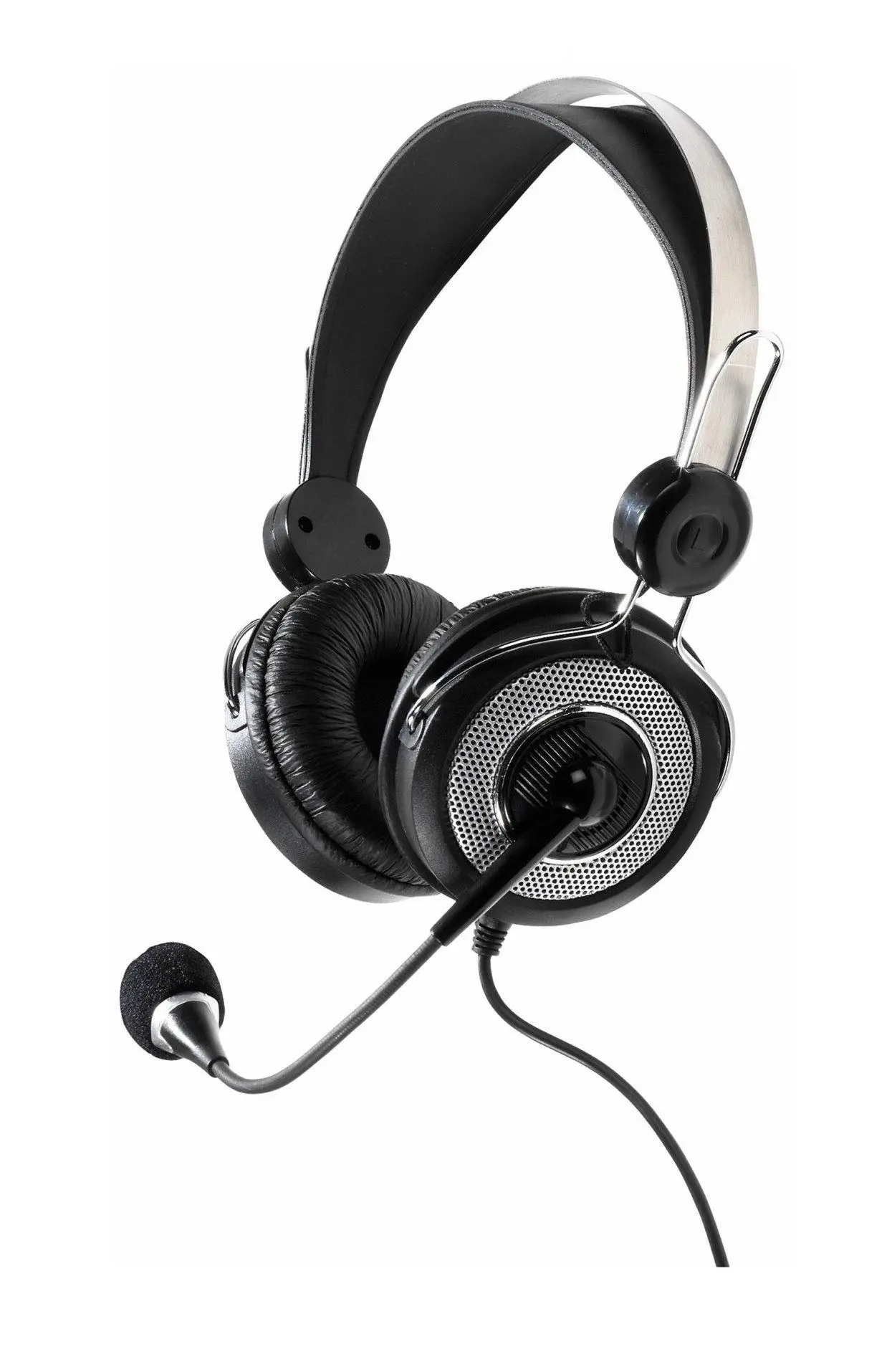 Słuchawki przewodowe z mikrofonem Vivanco Retro 36652 Nauszne Czarno-srebrny