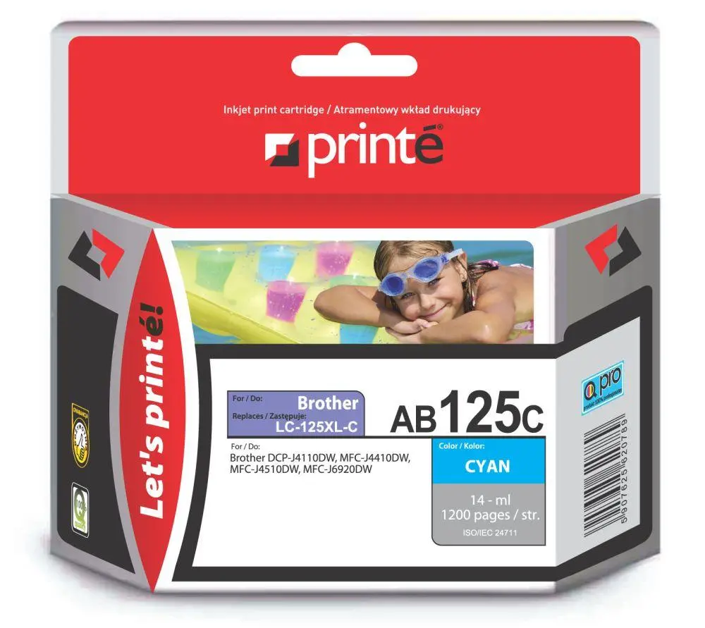 Tusz Printe AB125C (zamiennik LC-125XLC) Błękitny 14 ml