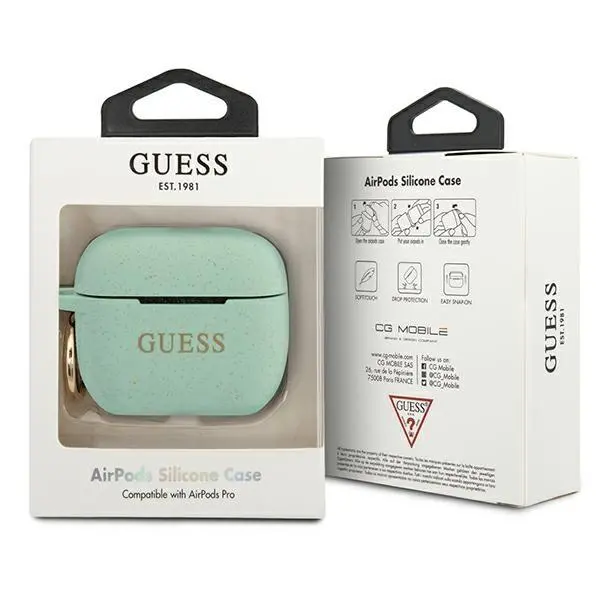 Etui na słuchawki Guess GUACAPSILGLGN Silikonowe etui AirPods Pro Zielony