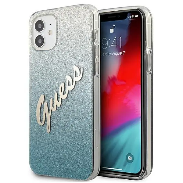Etui Guess Glitter Gradient GUHCP12SPCUGLSBL do iPhone 12 mini Niebieski