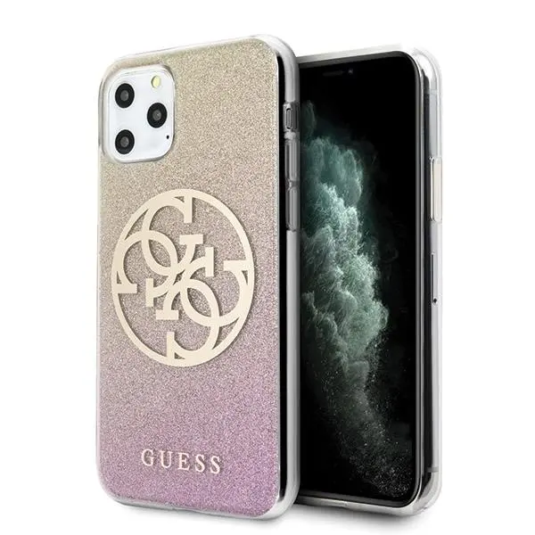 Etui Guess Glitter Gradient 4G Circle Logo GUHCN58PCUGLPGG do iPhone 11 Pro Różowo-Złoty