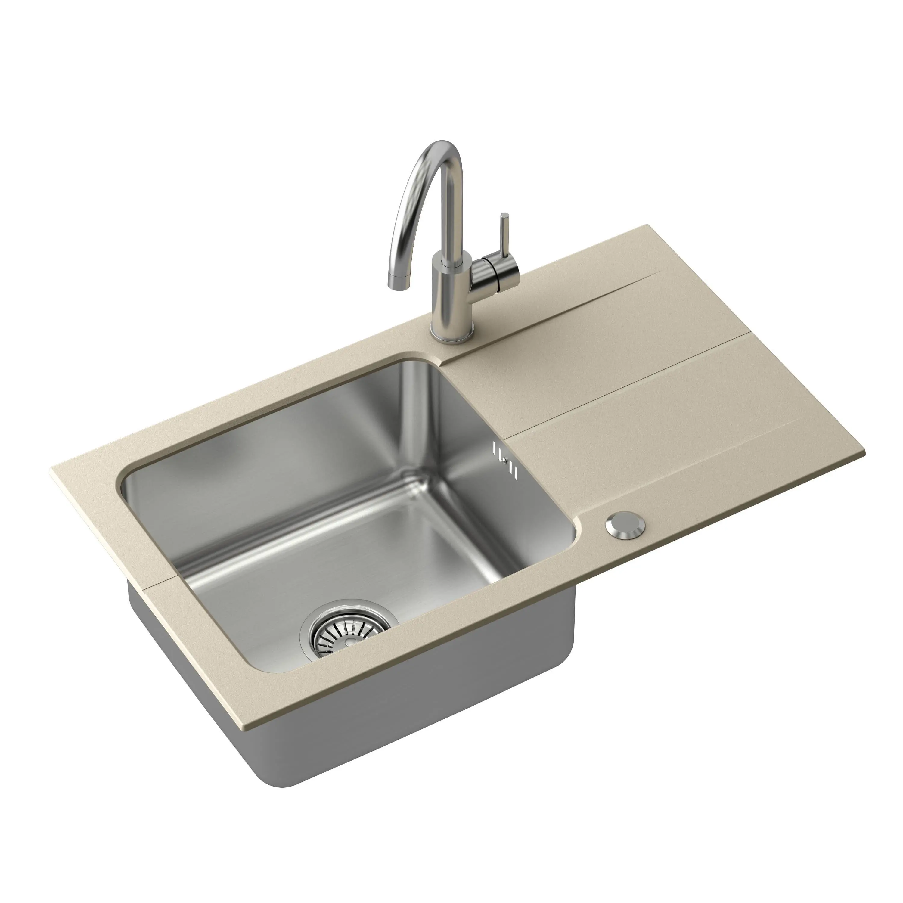 Zlewozmywak Quadron FUS_E7844BE_3623500BS Edward 111 Fusion Beżowy + bateria Kate Stalowy