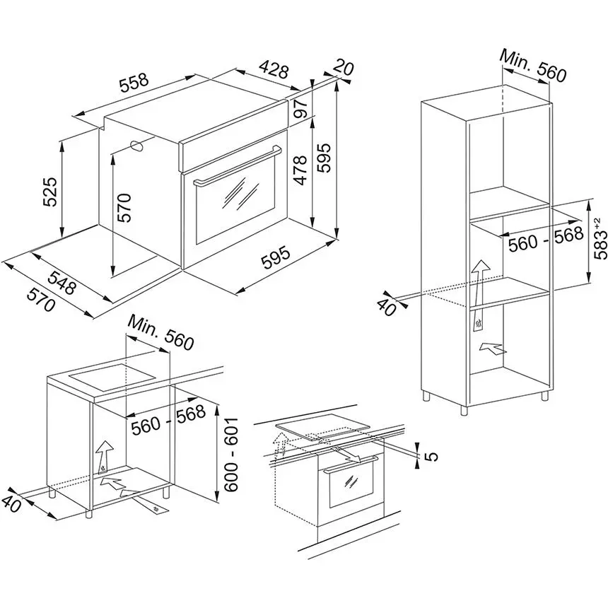 Piekarnik elektryczny Franke Smart Linear FSL 86 H BK Termoobieg Czarny