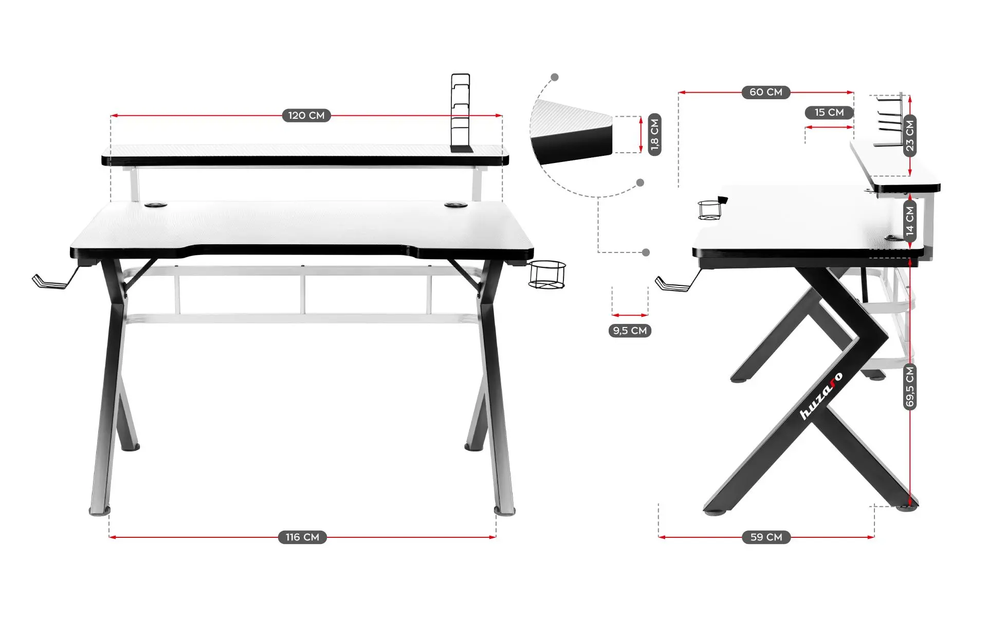 Biurko Huzaro Hero 5.0 120cm Biały