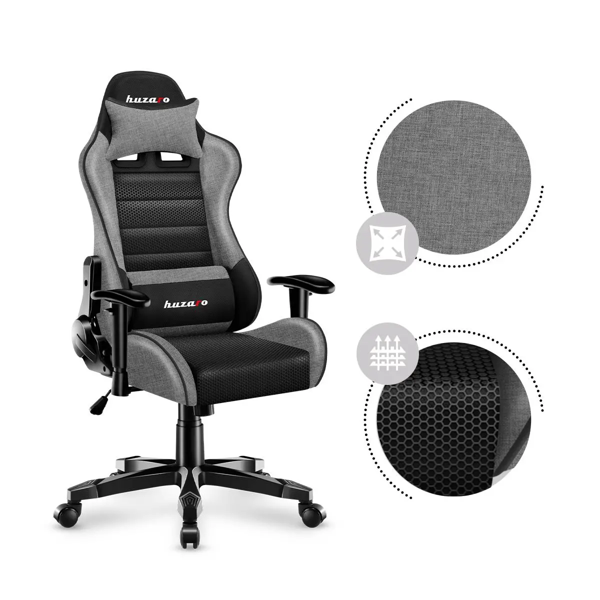 Fotel Huzaro Ranger 6.0 Mesh Dla dzieci do 130kg Tkanina Szary