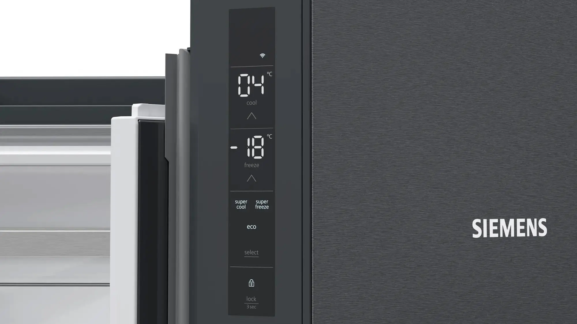 Lodówka Siemens iQ300 KF96NAXEA Pełny No Frost 183cm Szuflada z kontrolą wilgotności Zdalne sterowanie Ciemna Stal Nierdzewna