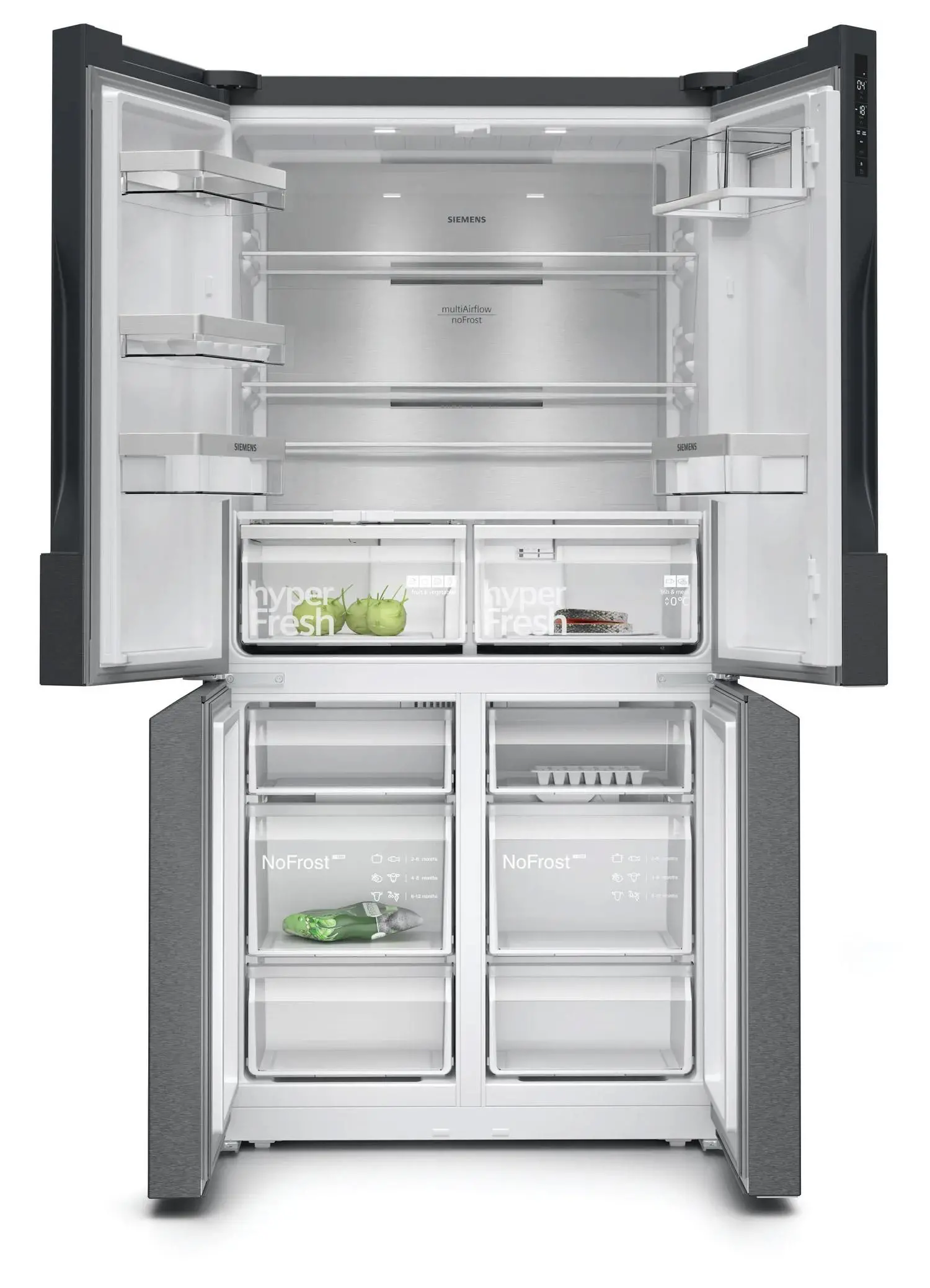 Lodówka Siemens iQ300 KF96NAXEA Pełny No Frost 183cm Szuflada z kontrolą wilgotności Zdalne sterowanie Ciemna Stal Nierdzewna