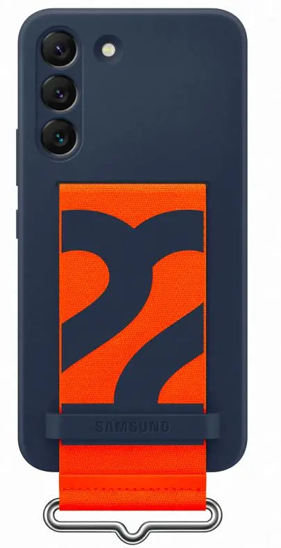 Etui Samsung Silicone Cover With Strap do Galaxy S22 Niebieski