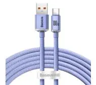 Baseus USB-A do USB-C Crystal 100W 2 m Fioletowy