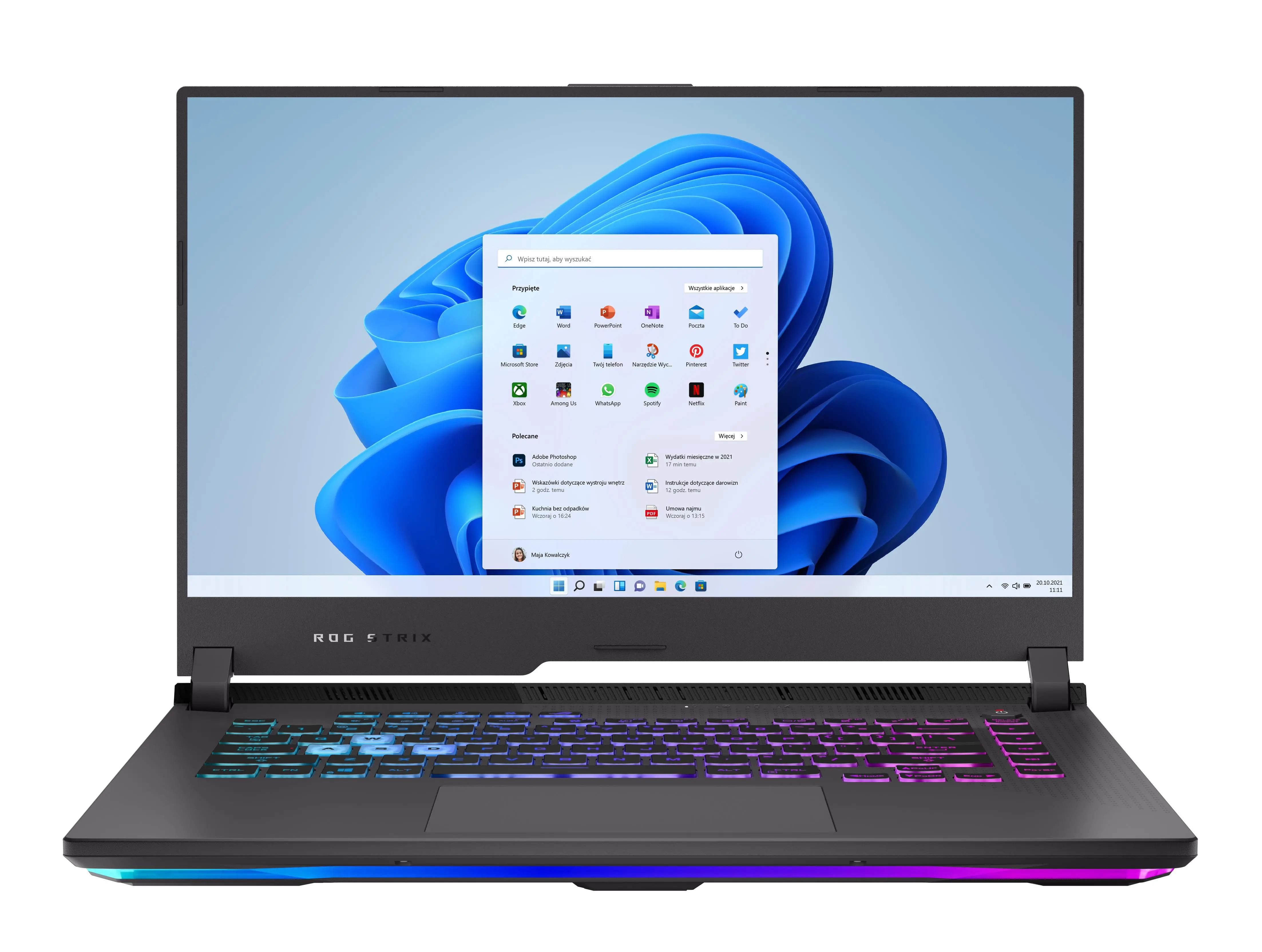 Laptop gamingowy ASUS ROG Strix G15 G513IM-HN008W 15,6" 144Hz R7 4800H 16GB RAM 512GB Dysk SSD RTX3060 Win11 Czarny