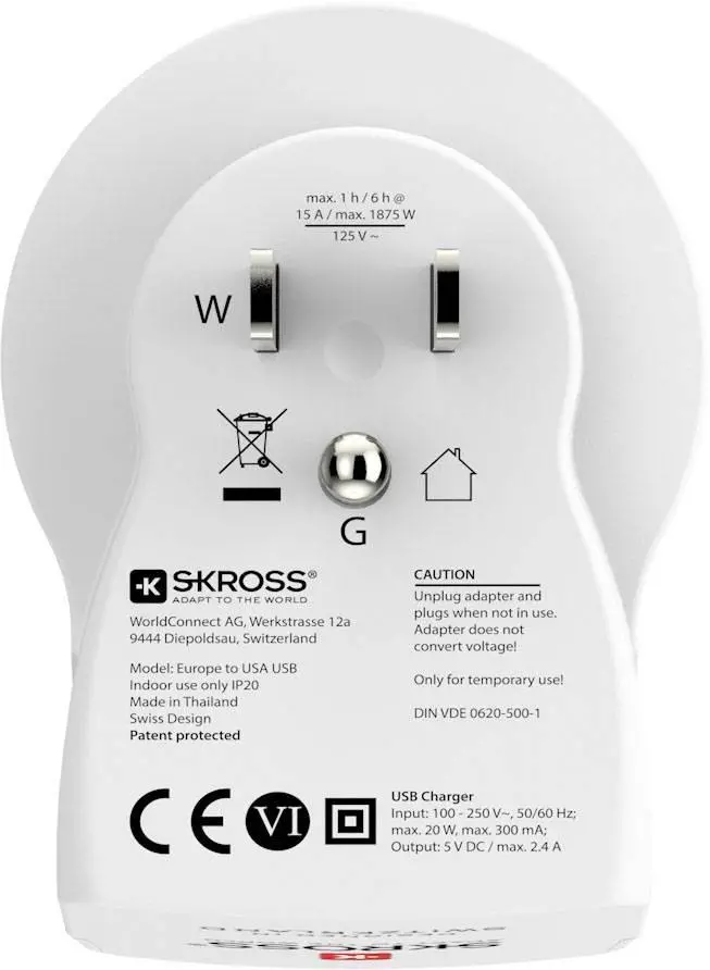 Adapter podróżny Skross Europe to USA USB 1.500281