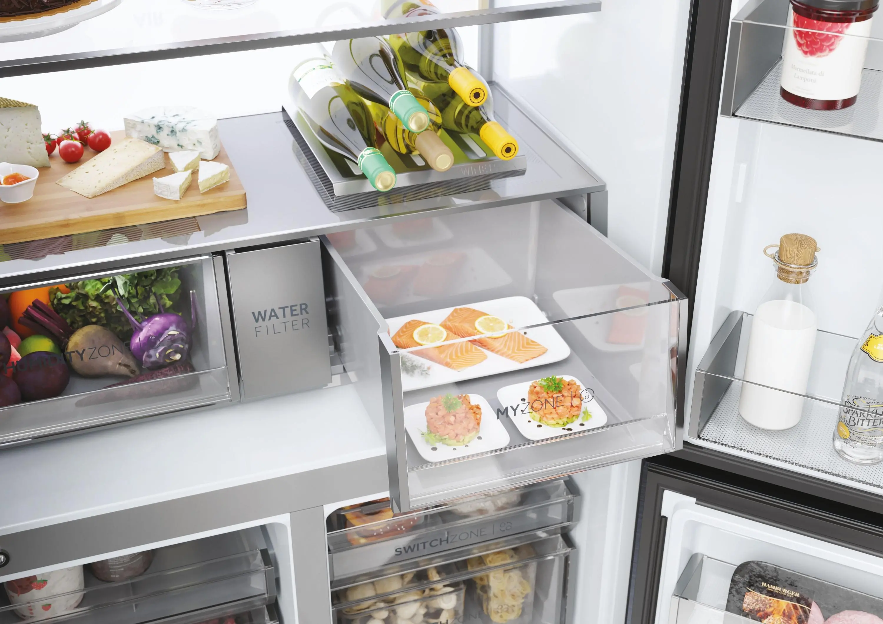 Lodówka Haier Seria 7 HCR7918EIMB Pełny No Frost 177,5cm Dystrybutor wody Czarny Inox