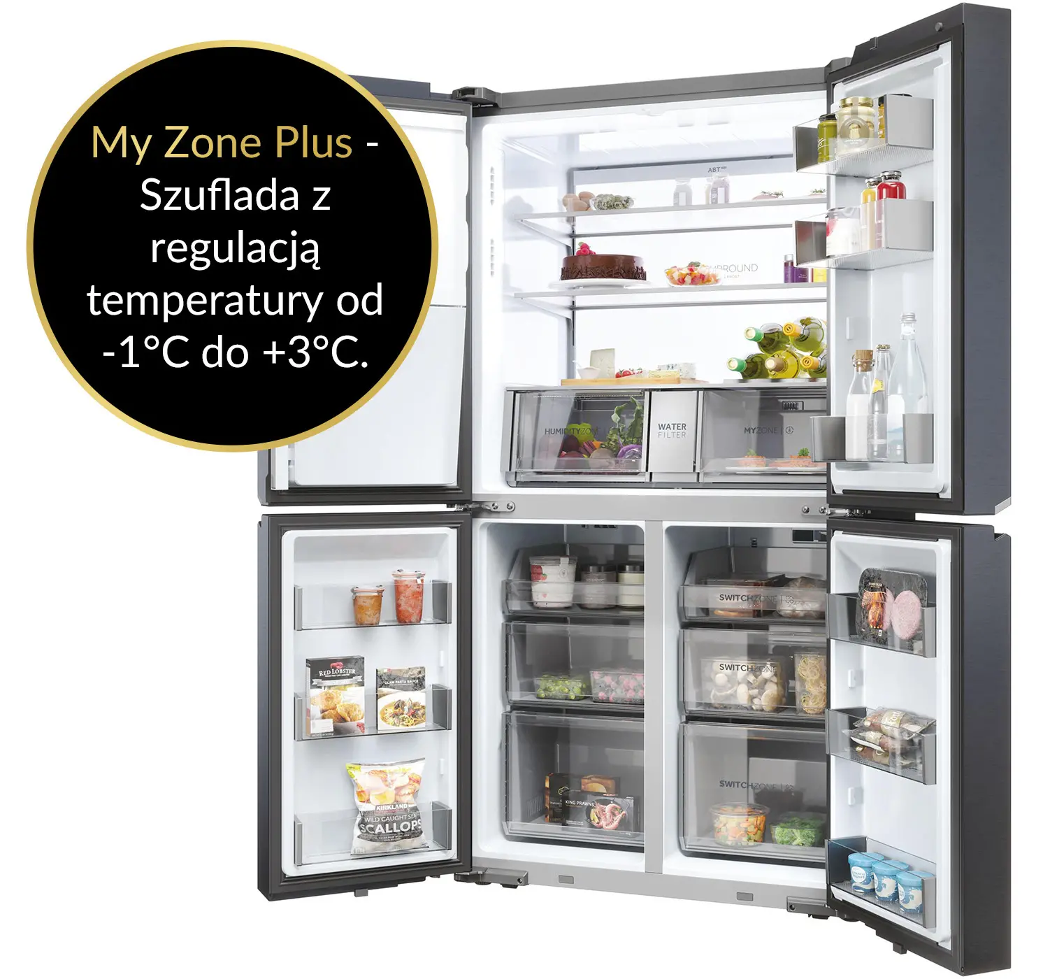 Lodówka Haier Seria 7 HCR7918EIMB Pełny No Frost 177,5cm Dystrybutor wody Czarny Inox