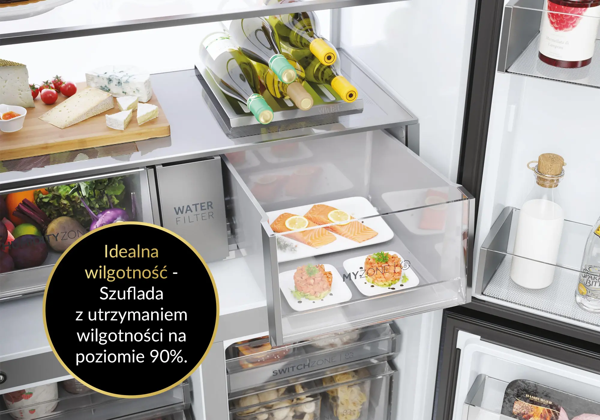 Lodówka Haier Seria 7 HCR7918EIMB Pełny No Frost 177,5cm Dystrybutor wody Czarny Inox