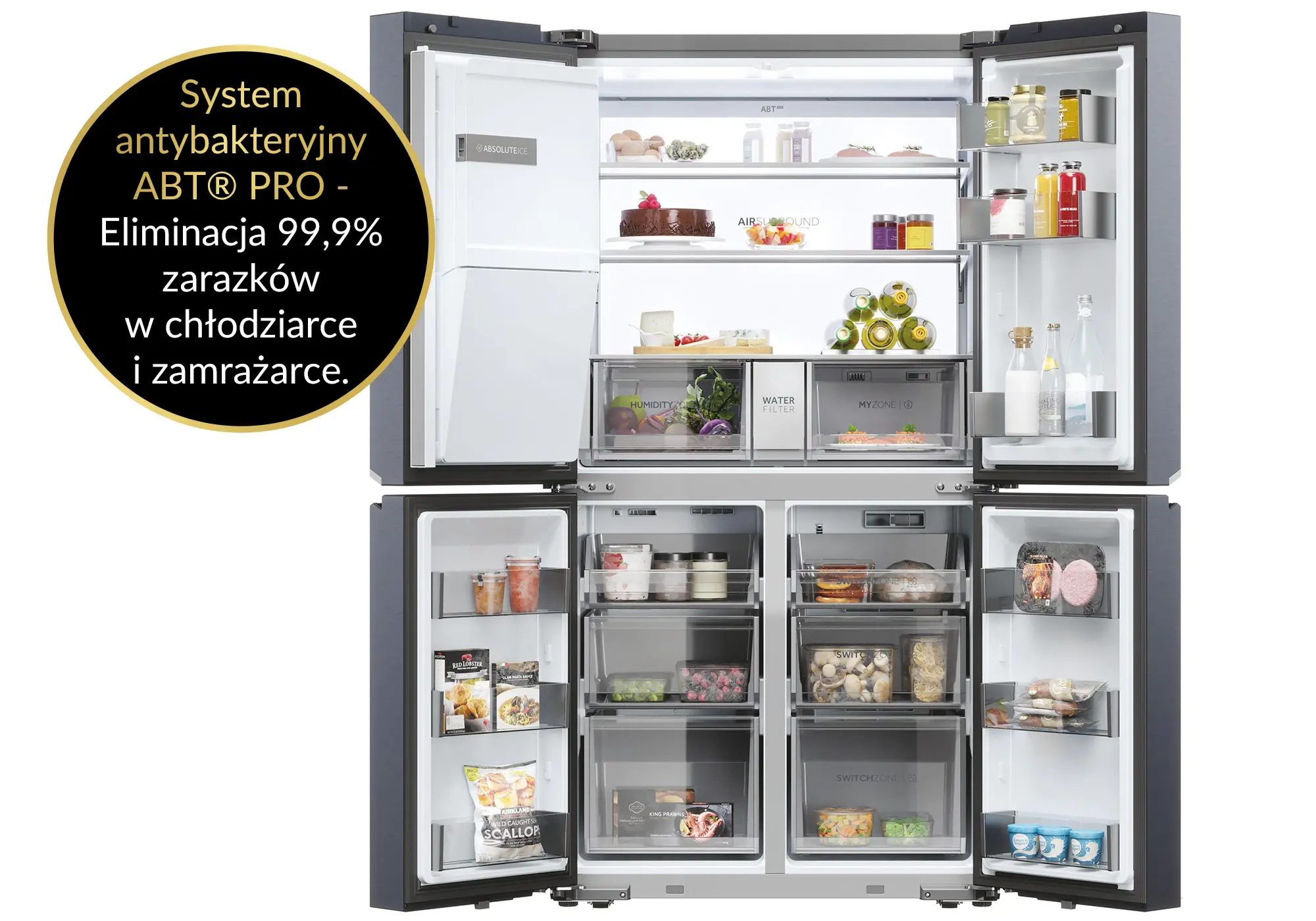 Lodówka Haier Seria 7 HCR7918EIMB Pełny No Frost 177,5cm Dystrybutor wody Czarny Inox