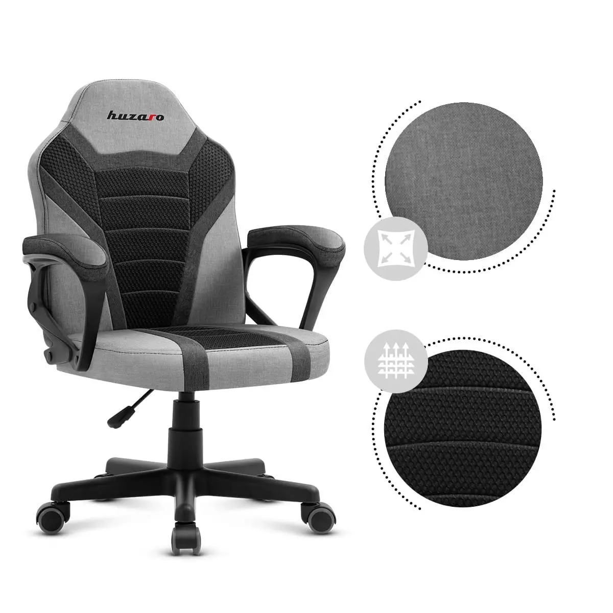 Fotel Huzaro Ranger 1.0 Mesh Dla dzieci do 130kg Tkanina Szary