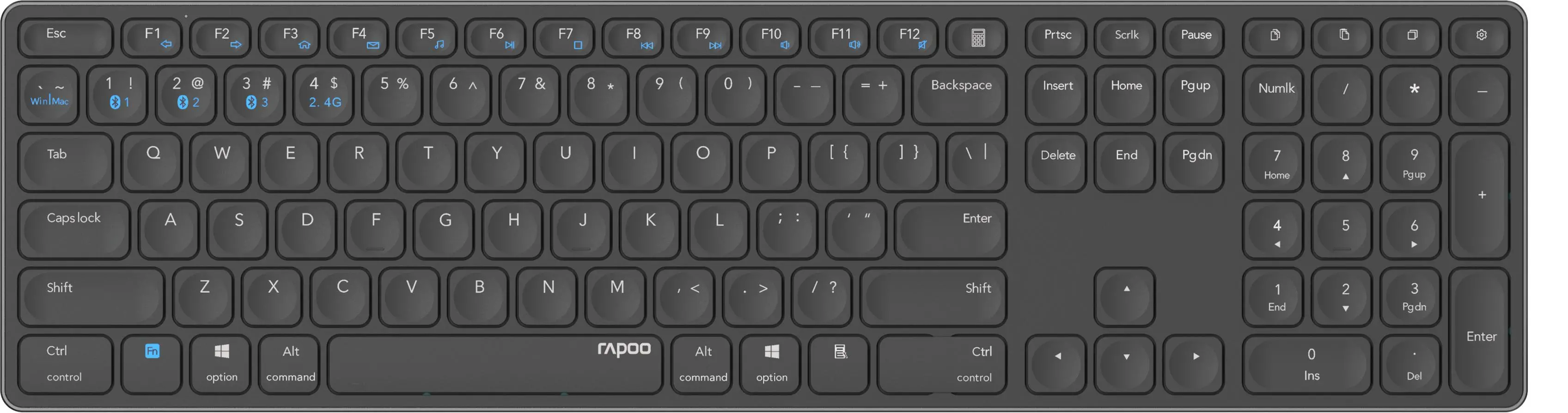 Klawiatura membranowa Rapoo Multimode E9800M Blade Czarny