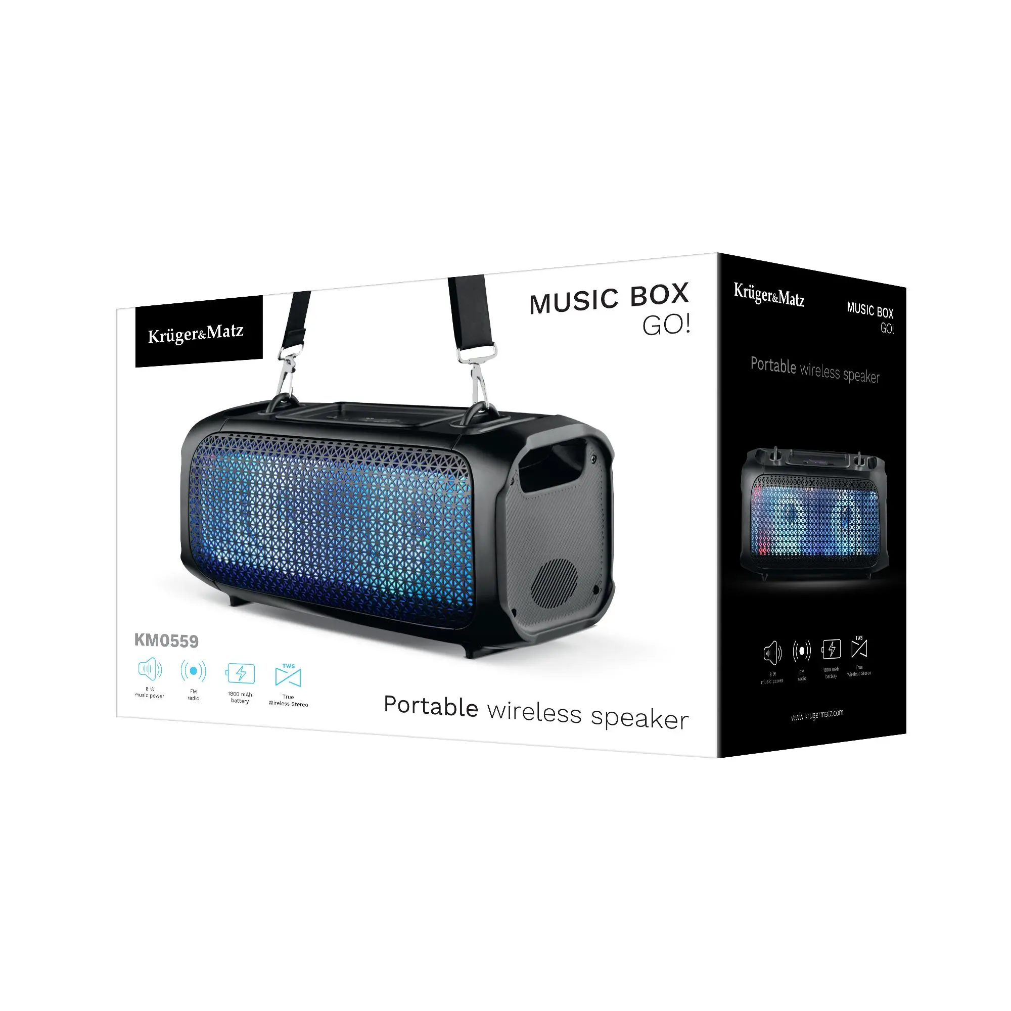 Głośnik Bluetooth Kruger & Matz Music Box GO! KM0559 8W Radio FM Czarny