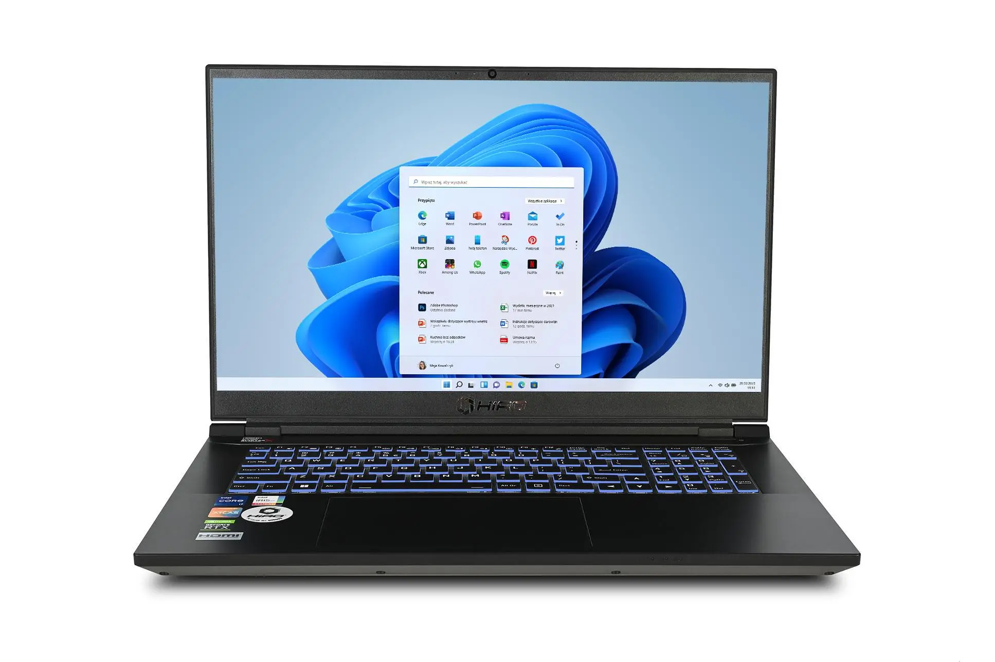 Laptop gamingowy HIRO X570T 15,6" 144Hz i7-12700H 16GB RAM 1TB Dysk SSD RTX3070Ti Win11 Czarny