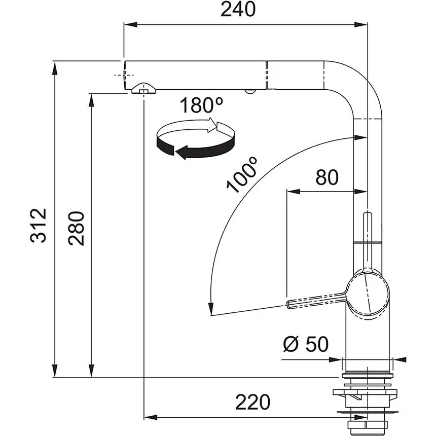 Bateria Franke Active L Pull-Out Chrom Mosiądz