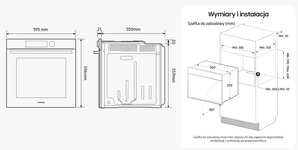 Piekarnik elektryczny Samsung NV7B44207AK Dual Cook Termoobieg Zdalne sterowanie Czarny