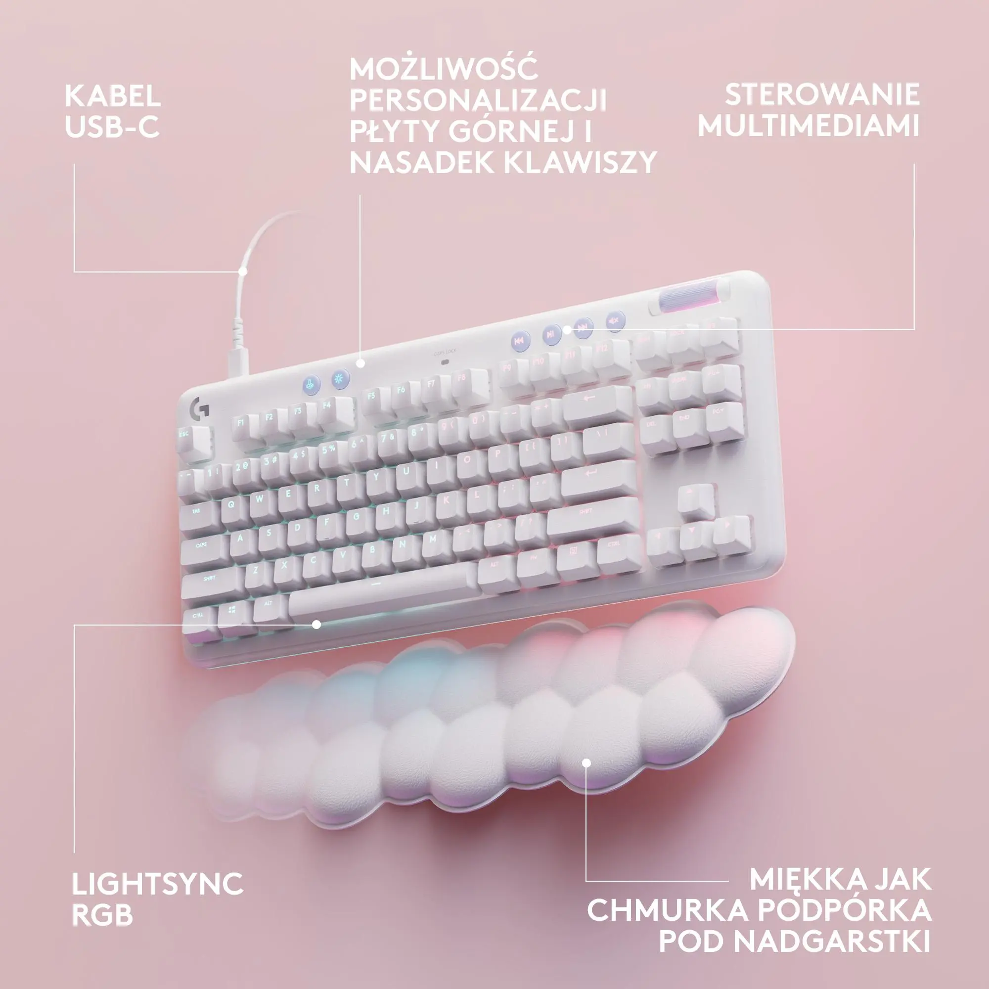 Klawiatura mechaniczna Logitech G713 Linear GX Linear Biały