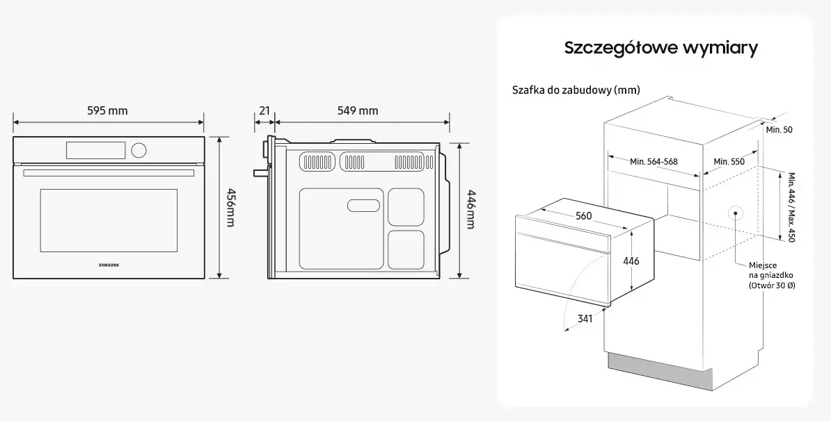 Piekarnik z mikrofalą Samsung NQ5B4553FBK Termoobieg Zdalne sterowanie Czarny