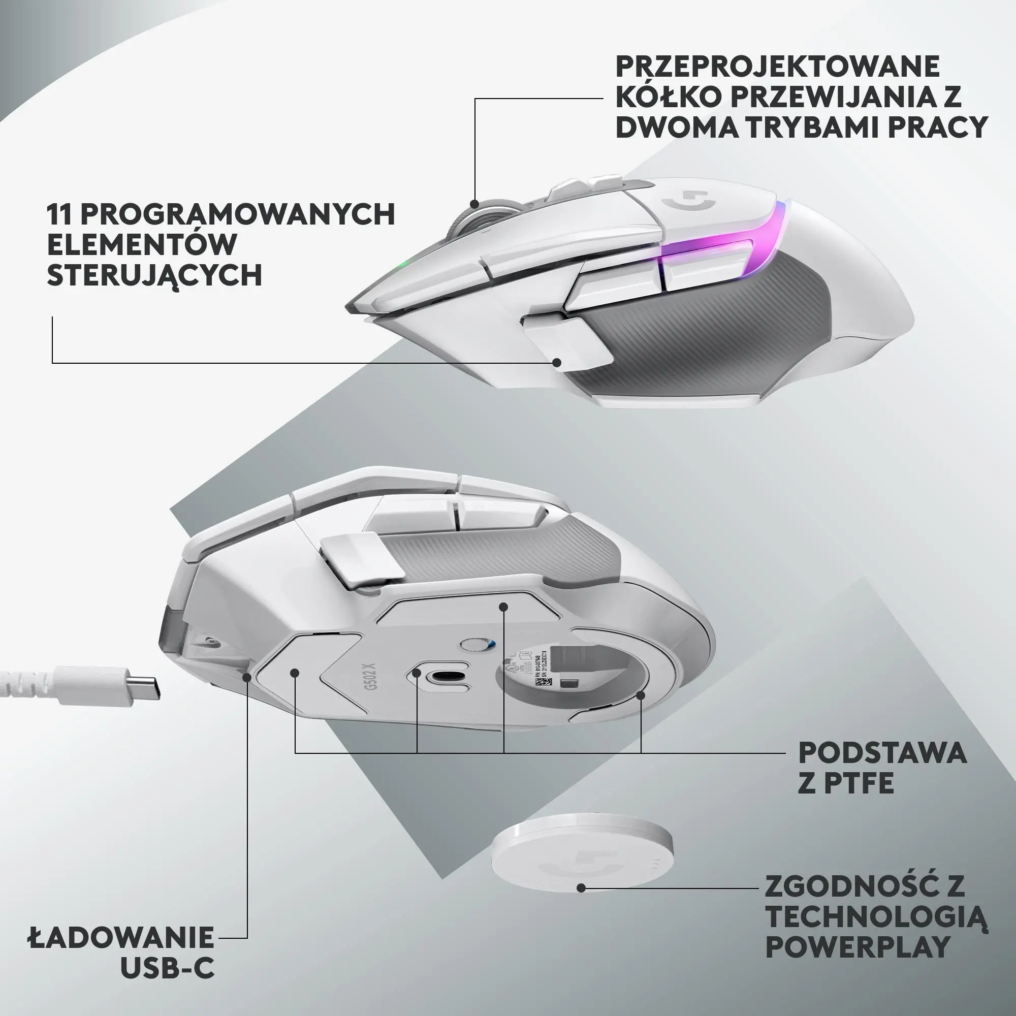 Myszka gamingowa Logitech G502 X Plus Biały