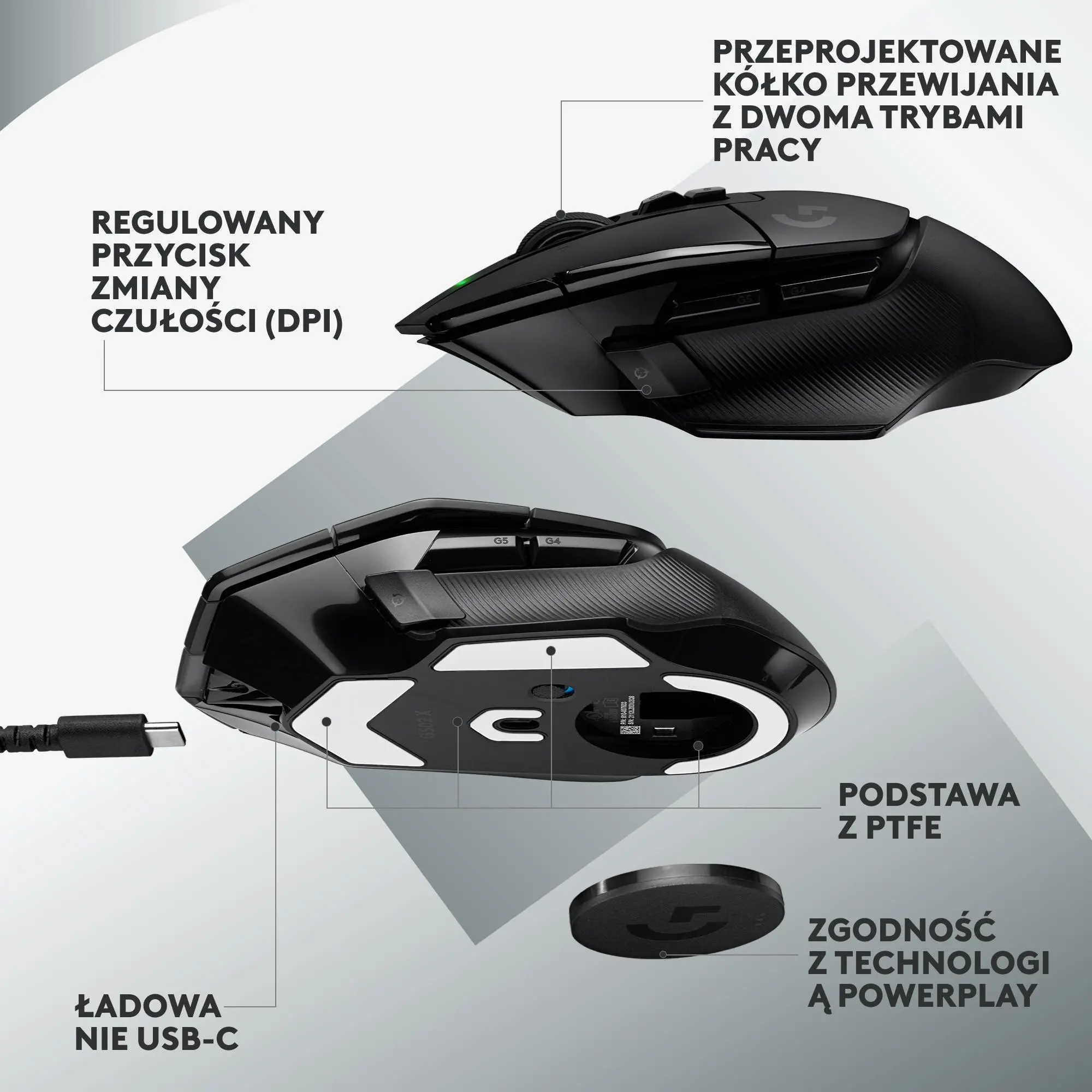 Myszka gamingowa Logitech G502 X Lightspeed Czarny